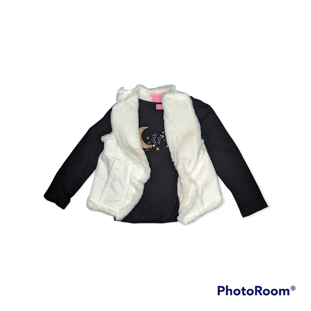 Issac Mizrahi Faux Fur Vest & Long Sleeve Top 3T